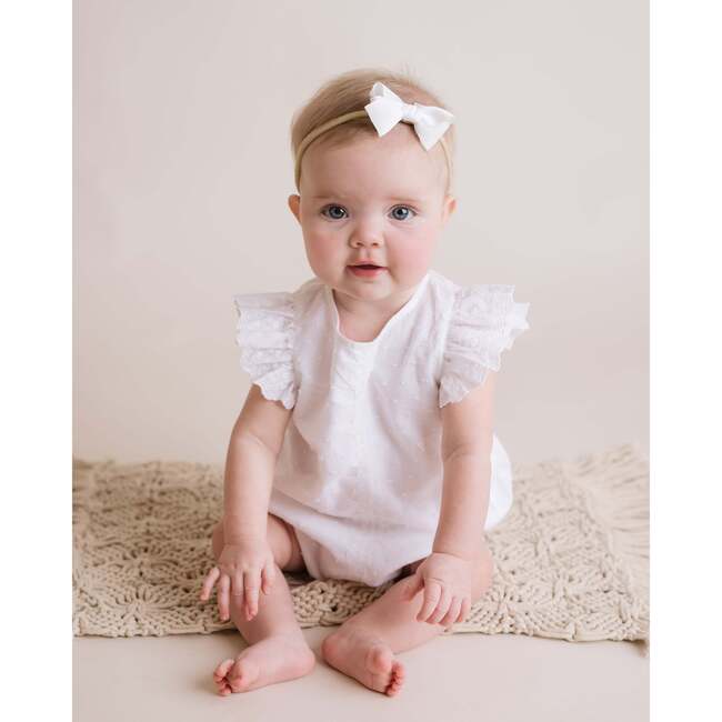 Sweet Occasions Lace Trim Bubble Romper, White - Rompers - 2