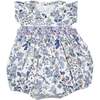 Anna Smocked Bubble Romper, Blue Multi - Rompers - 1 - thumbnail
