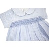 Smocked Seersucker Bubble Romper, Light Blue - Rompers - 2