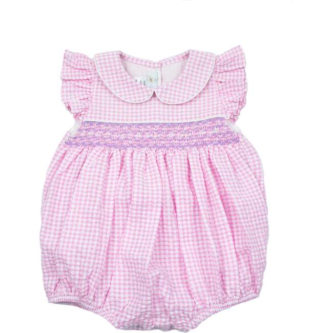 Anna Smocked Bubble Romper, Pink