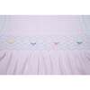Bow Smocked Bubble Romper, Pink - Rompers - 4