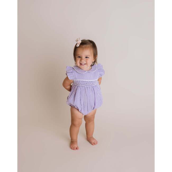 Anna Smocked Bubble Romper, Lilac - Rompers - 3