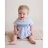 Smocked Seersucker Bubble Romper, Light Blue - Rompers - 3