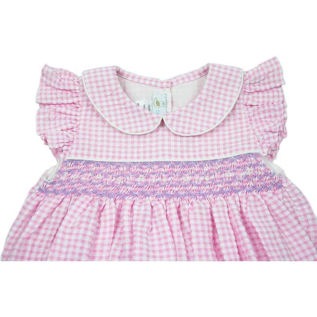 Anna Smocked Bubble Romper, Pink - Rompers - 2