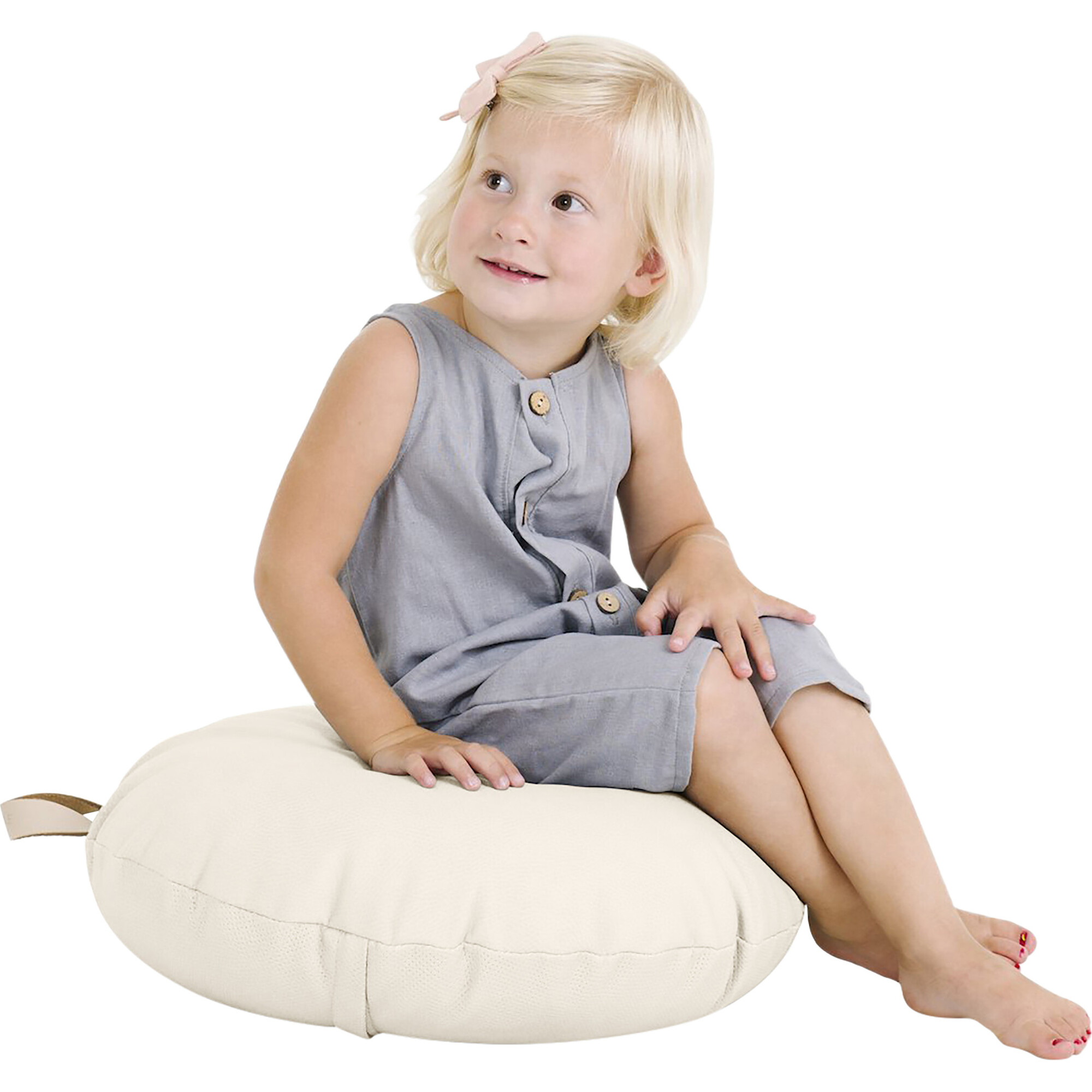 Mini Floor Circle Cushion, Ivory - Kids Seating - 1