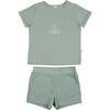 Nautical Graphic Shorts Set, Aqua - Mixed Apparel Set - 1 - thumbnail