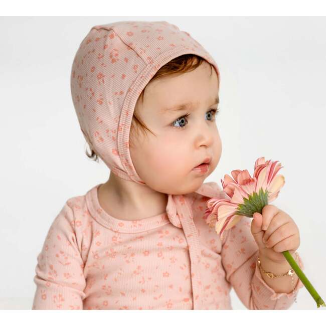Floral Footie & Bonnet Set, Pink - Footie Pajamas - 3