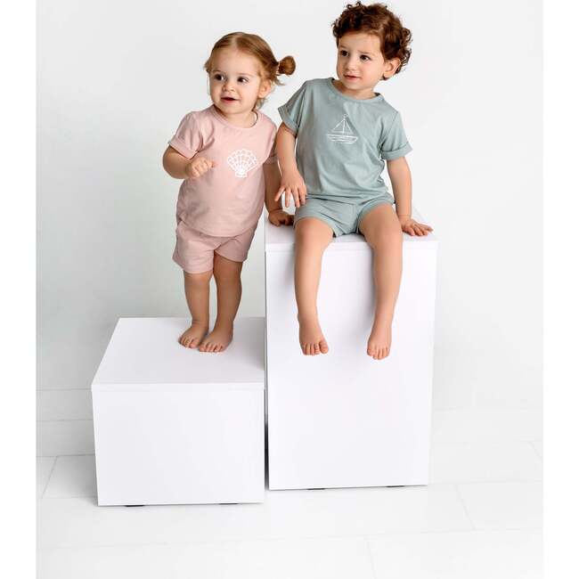 Nautical Graphic Shorts Set, Pink - Mixed Apparel Set - 4