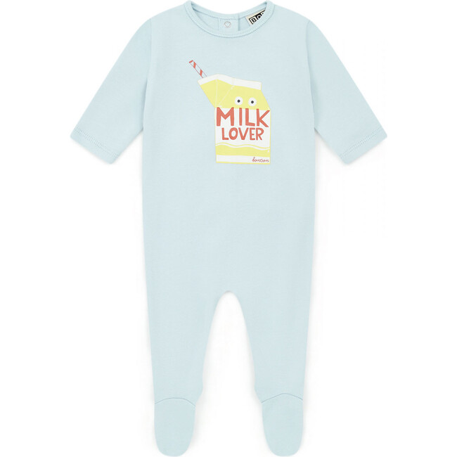 Milk Lover Footed Pajamas, Blue