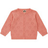 Openwork Hearts Knit Baby Cardigan, Pink - Cardigans - 1 - thumbnail