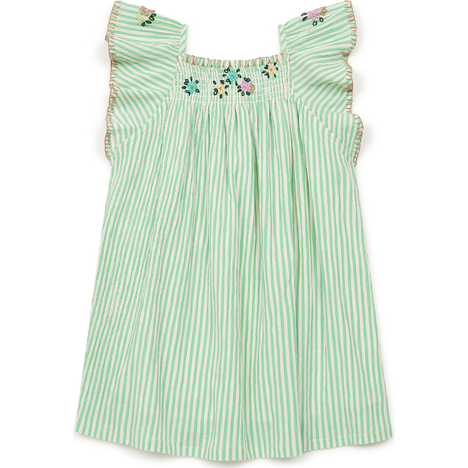Reveuse Embroidered Dress, Green - Dresses - 1