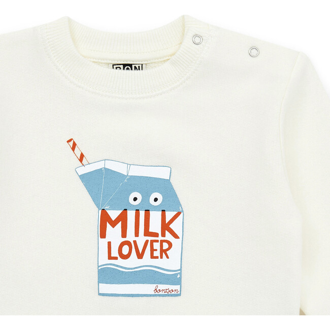Milk Lover Baby Sweatshirt, White - Sweatshirts - 3