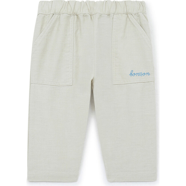 Darius Embroidered Baby Pants, Beige - Pants - 1