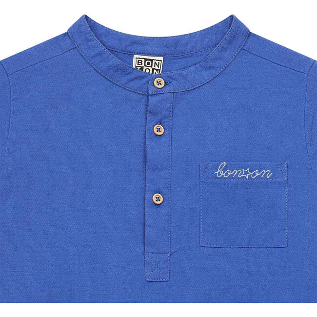 Garou Cotton Shirt, Blue - Shirts - 3