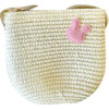Straw Bag with Rabbit Patch, Pink - Bags - 1 - thumbnail