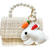 Tweed Purse with Hanging Bunny, Ivory - Bags - 1 - thumbnail