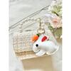 Tweed Purse with Hanging Bunny, Ivory - Bags - 2