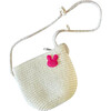 Straw Bag with Pink Rabbit Patch, Hot Pink - Bags - 1 - thumbnail