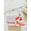 Tweed Purse with Hanging Bunny, Pink - Bags - 2 - thumbnail
