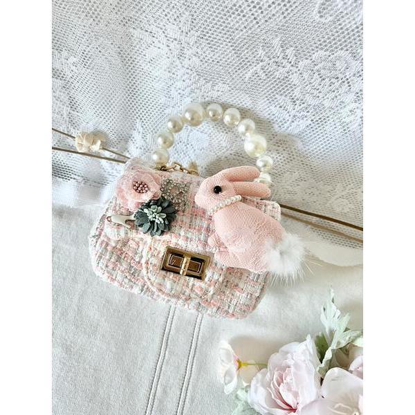 Bunny Garden Tweed Purse, Pink - Bags - 2