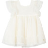 Creamy Lace Flutter Sleeve Baby Dress, White - Dresses - 1 - thumbnail