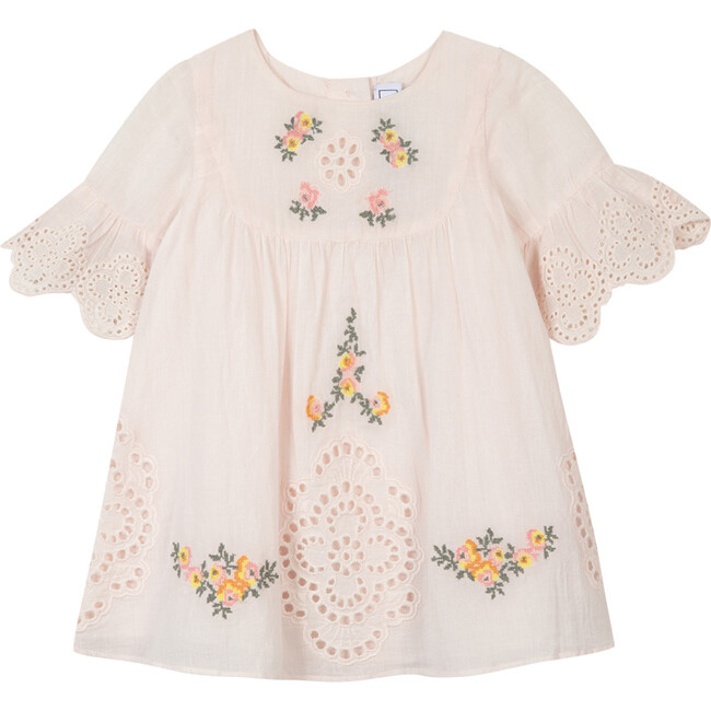 Lace Embroidered Baby Dress, Pink