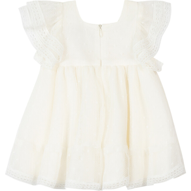 Creamy Lace Flutter Sleeve Baby Dress, White - Dresses - 2