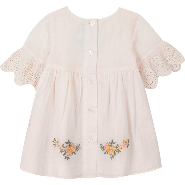Lace Embroidered Baby Dress, Pink - Dresses - 2
