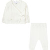 Pointelle Cotton Kimono Baby Set, White - Mixed Apparel Set - 2