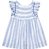 Coastal Stripe Flutter Sleeve Baby Dress, Blue - Dresses - 2