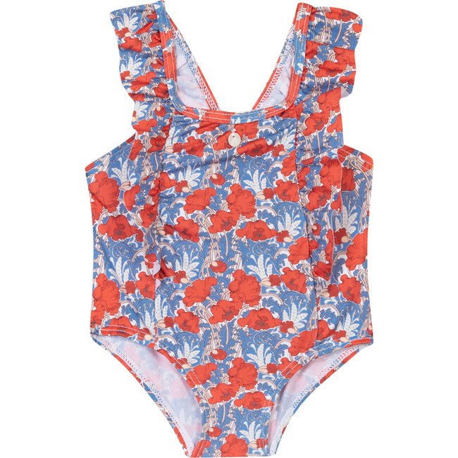 Summer Floral Bathing Suit, Red