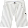 Cotton Stripe Baby Pants, Grey - Shorts - 1 - thumbnail