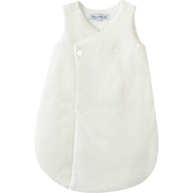 Pointelle Organic Cotton Baby Sleeping Bag, White