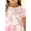 Summer Toile Round Neck Party Dress, Red - Dresses - 5