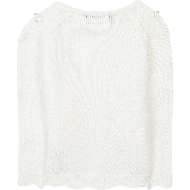 Embroidered Floral Cotton Cardigan, White - Cardigans - 2