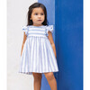 Coastal Stripe Flutter Sleeve Baby Dress, Blue - Dresses - 4