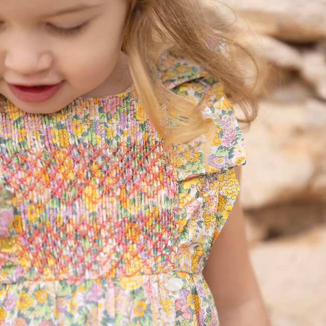 Liberty Smocked Baby Jumpsuit, Pink - Rompers - 3