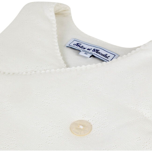Pointelle Organic Cotton Baby Sleeping Bag, White - Hats - 3