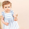 Coastal Stripe Flutter Sleeve Baby Dress, Blue - Dresses - 5