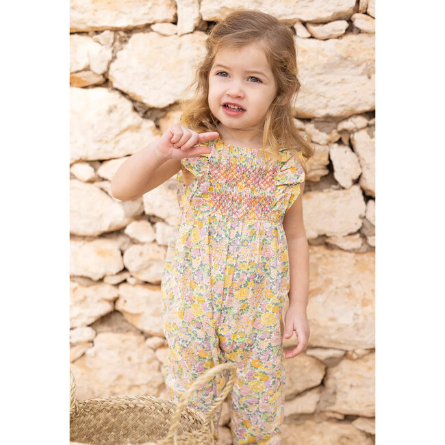 Liberty Smocked Baby Jumpsuit, Pink - Rompers - 4