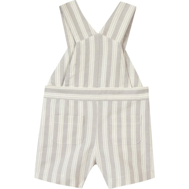 Striped Cotton Baby Short Overalls, Grey - Rompers - 2