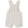 Striped Cotton Baby Short Overalls, Grey - Rompers - 2