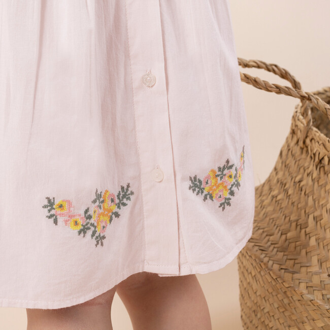 Lace Embroidered Baby Dress, Pink - Dresses - 5