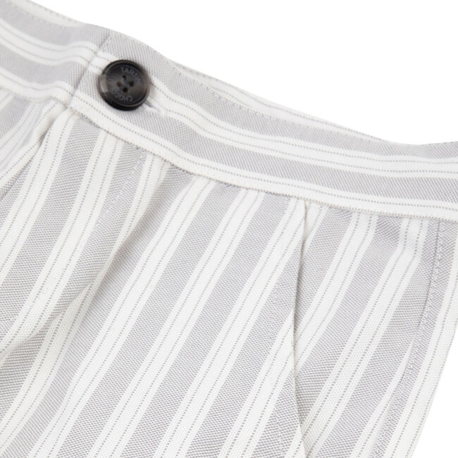 Cotton Stripe Baby Pants, Grey - Shorts - 3