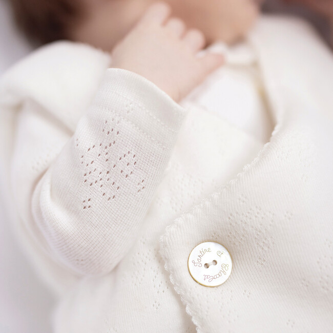 Pointelle Organic Cotton Baby Sleeping Bag, White - Hats - 4