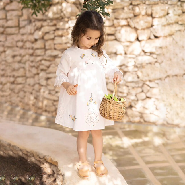 Lace Embroidered Baby Dress, Pink - Dresses - 6