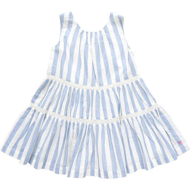 Eloise 2-Tired Center Back Slit Dress, Faded Stripe - Dresses - 1
