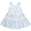 Eloise 2-Tired Center Back Slit Dress, Faded Stripe - Dresses - 1 - thumbnail
