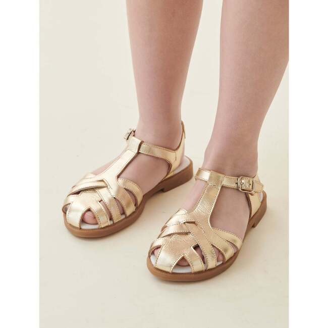 Sofia Plaited Closed Toe Sandal, Gold - Sandals - 2