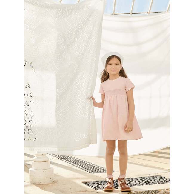 Ava Short Sleeve Smock Dress, Pink - Dresses - 2
